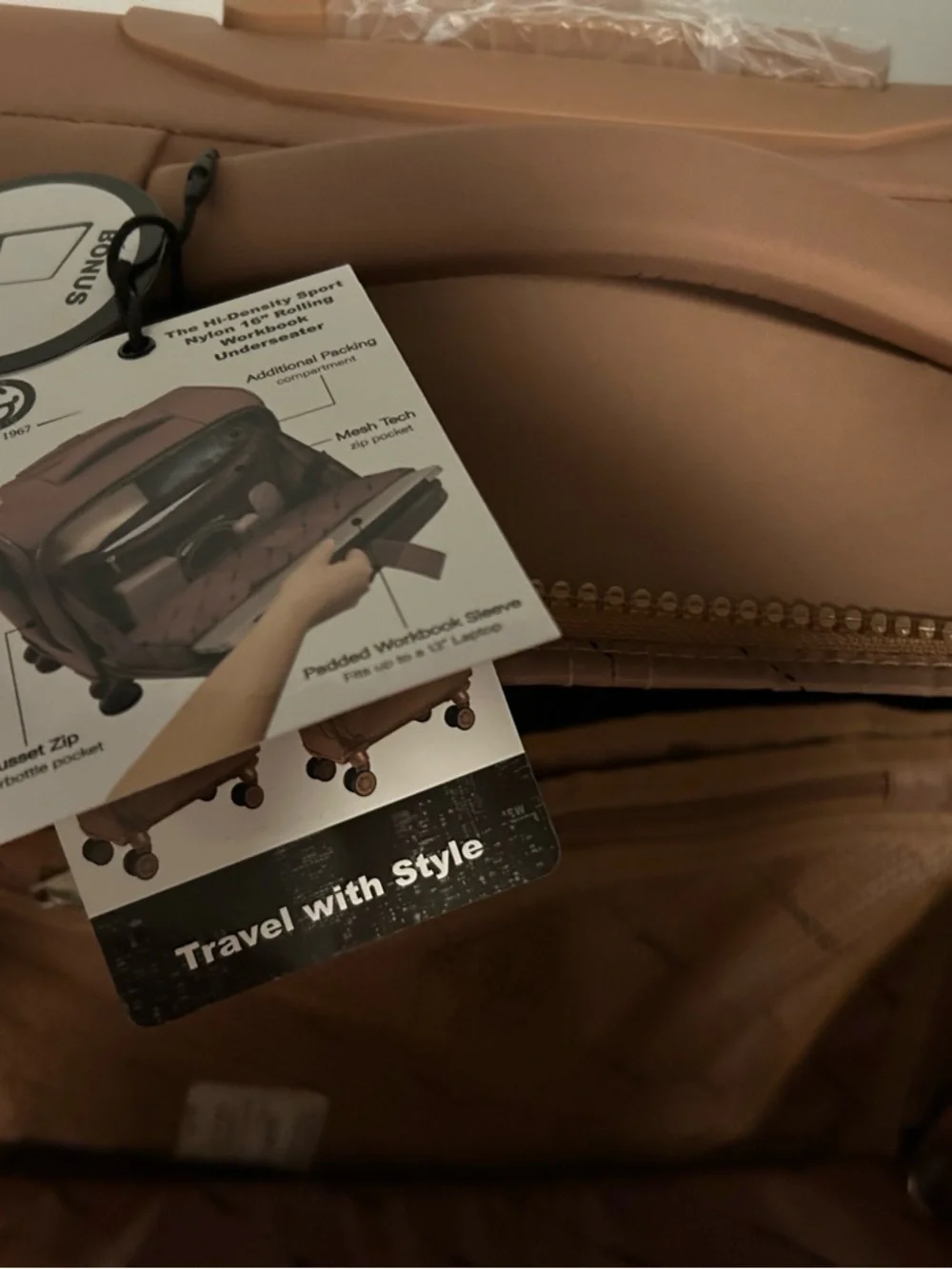 Joan & David Tan Carry-On 16” Rolling Workbook UNDERSEATER